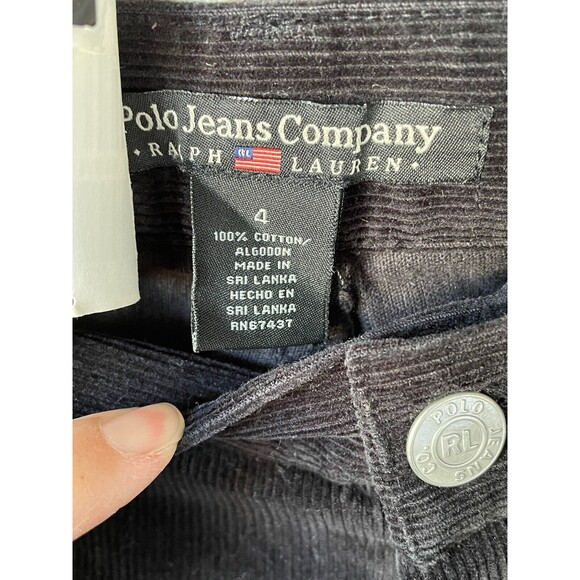 NWT RALPH LAUREN Polo Women's Size 4 X 32 Black Corduroy Jeans w/ Front Crease - Picture 4 of 11